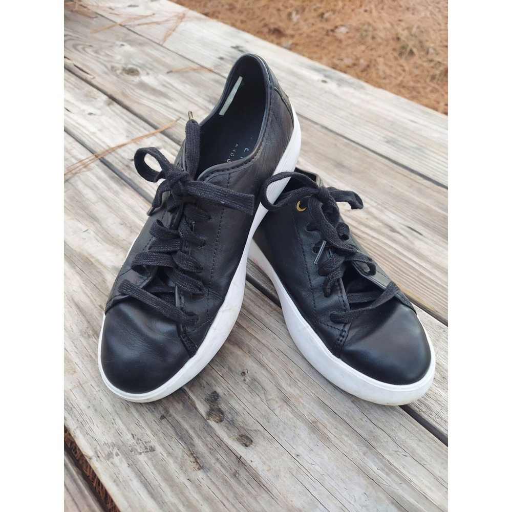 COLE HAAN Grand Crosscourt Leather Sneakers Size‎ 7.5B Women's Black Classic
